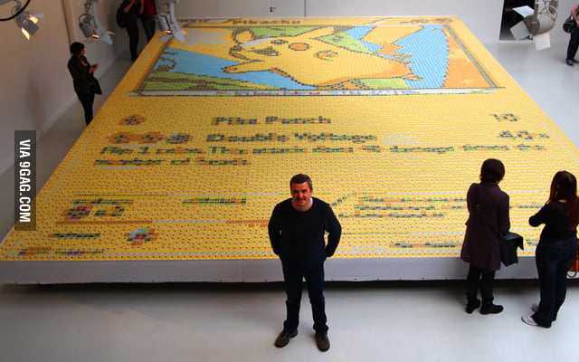 Today in Paris this guy broke the record of the biggest Pokemon card mosaic  made of... Pokemon cards ! - 9GAG