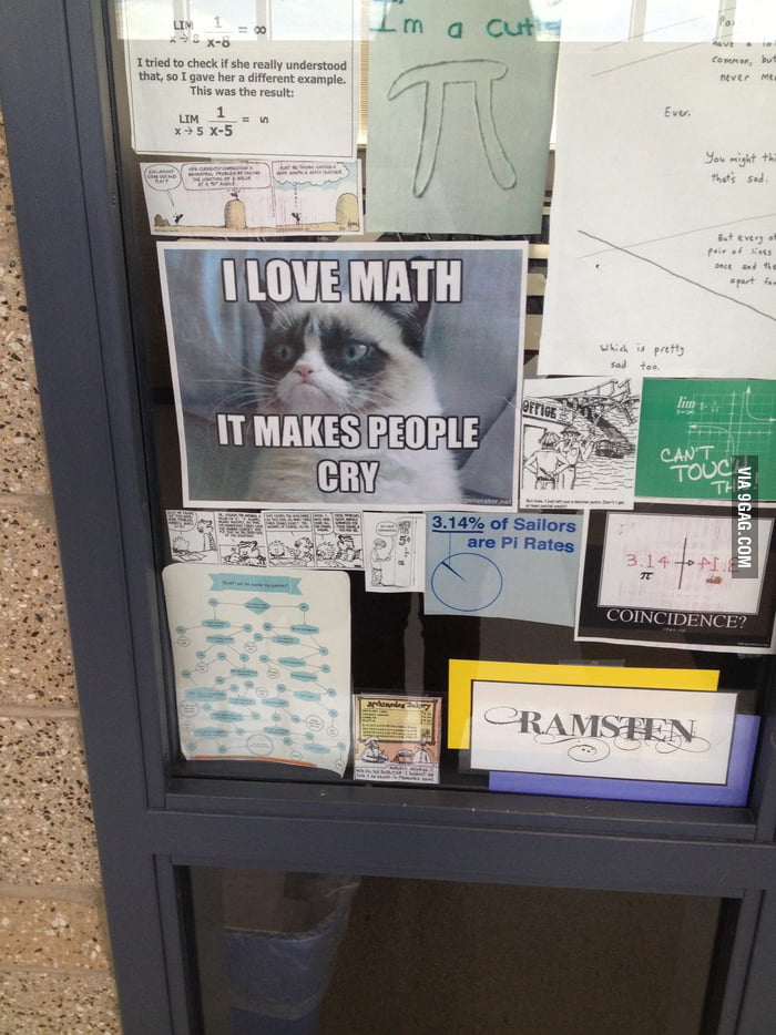 My math teachers sign on her window. - 9GAG