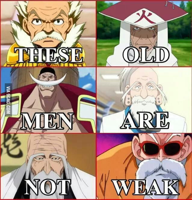 Old people are weak? In anime they're not - 9GAG