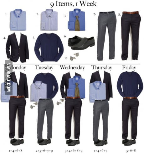 What to dress for a week. - 9GAG