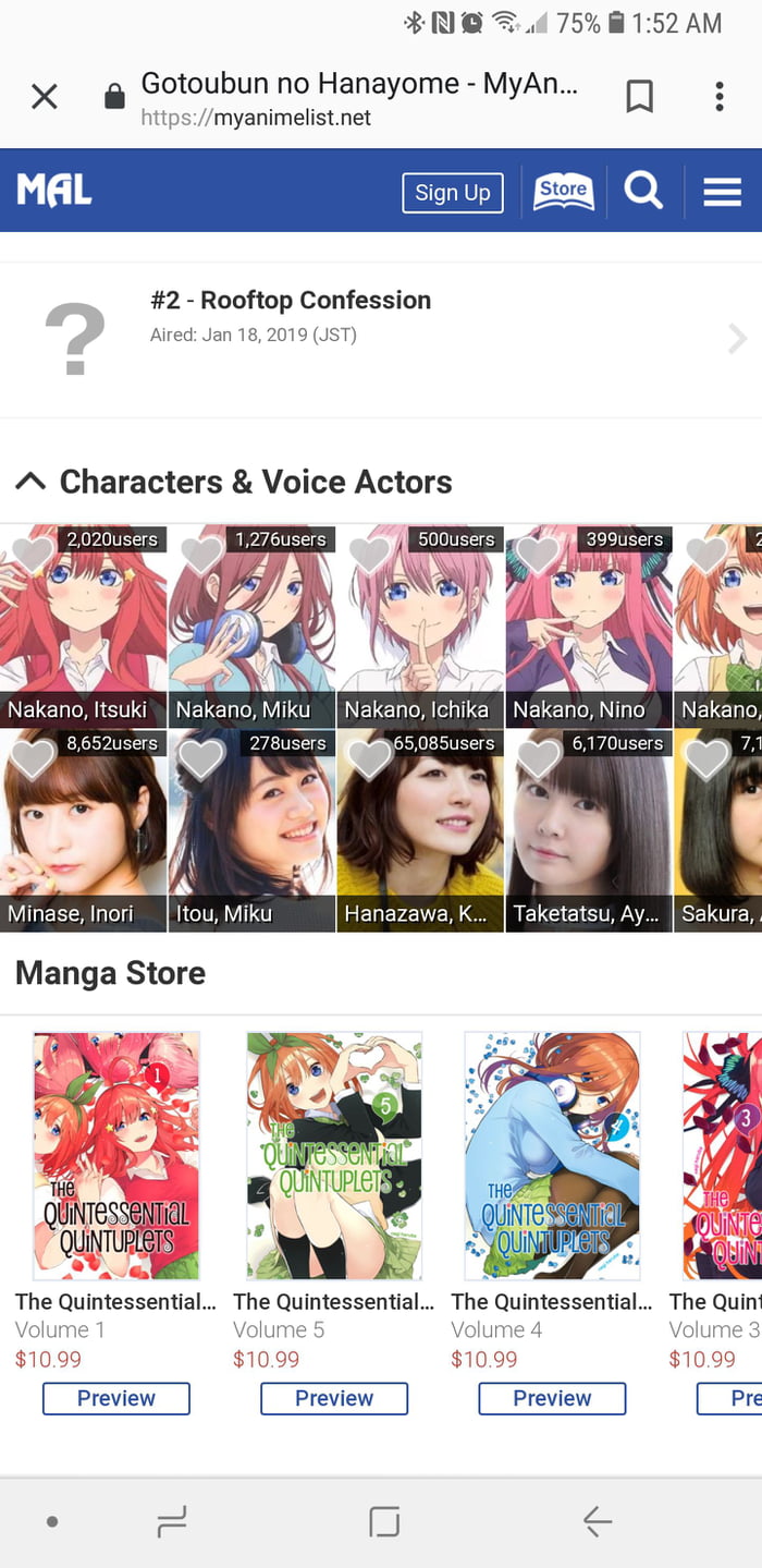 Gotoubun no Hanayome Anime Voice Actors / Seiyuu 