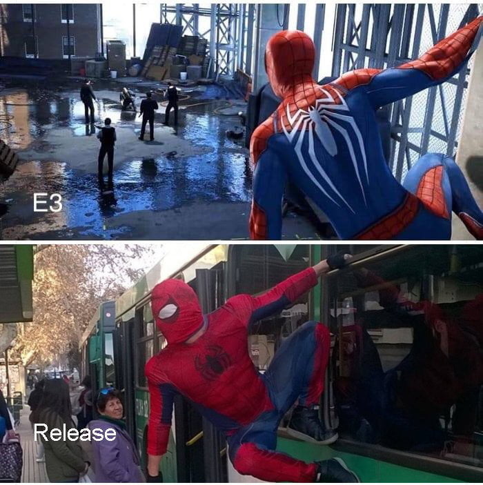 Yet another downgrade for Spiderman (PS4) - 9GAG