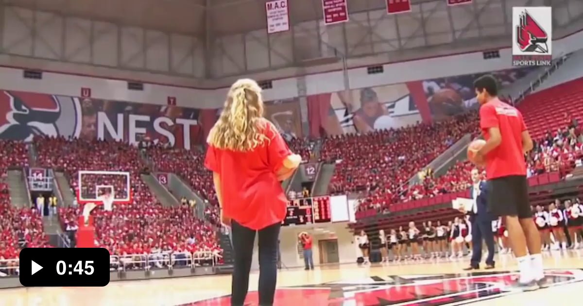Freshman student at Ball State University hits halfcourt shot and won
