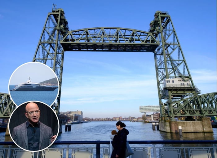 jeff bezos yacht stuck in rotterdam