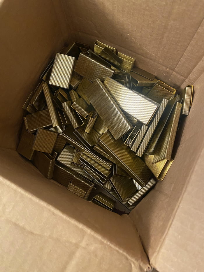Ordered a new box of staples, received this disaster. 9GAG