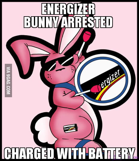 kans Idioot toewijzen Energizer Bunny charged with battery - 9GAG