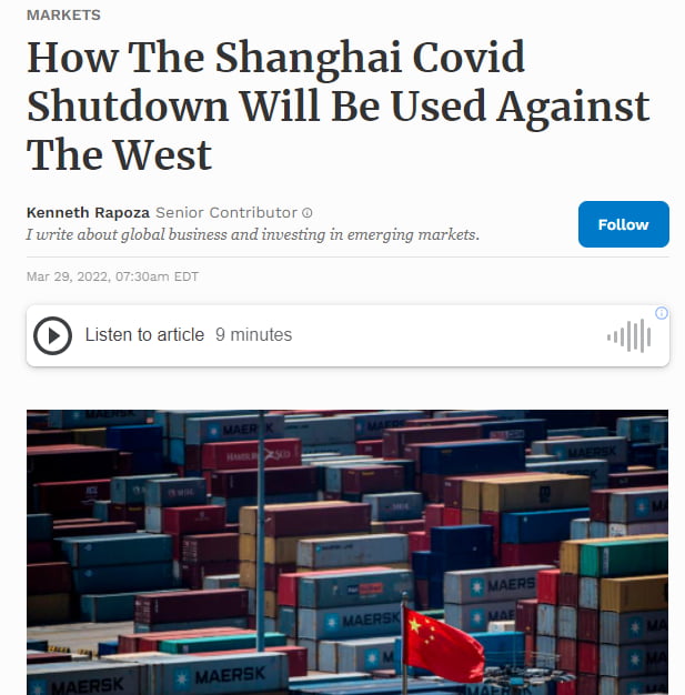 If You Think Shanghai Lockdown Is Related To Covid, Then You Are A ...