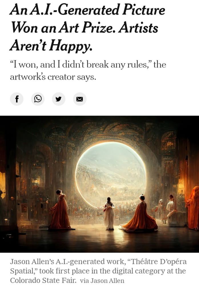 AI wins artists in art contest. - 9GAG