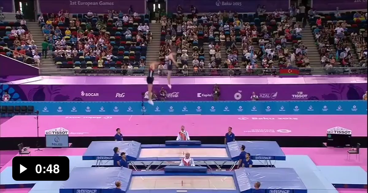 Guy catches Gymnast and prevents a hard landing. - 9GAG