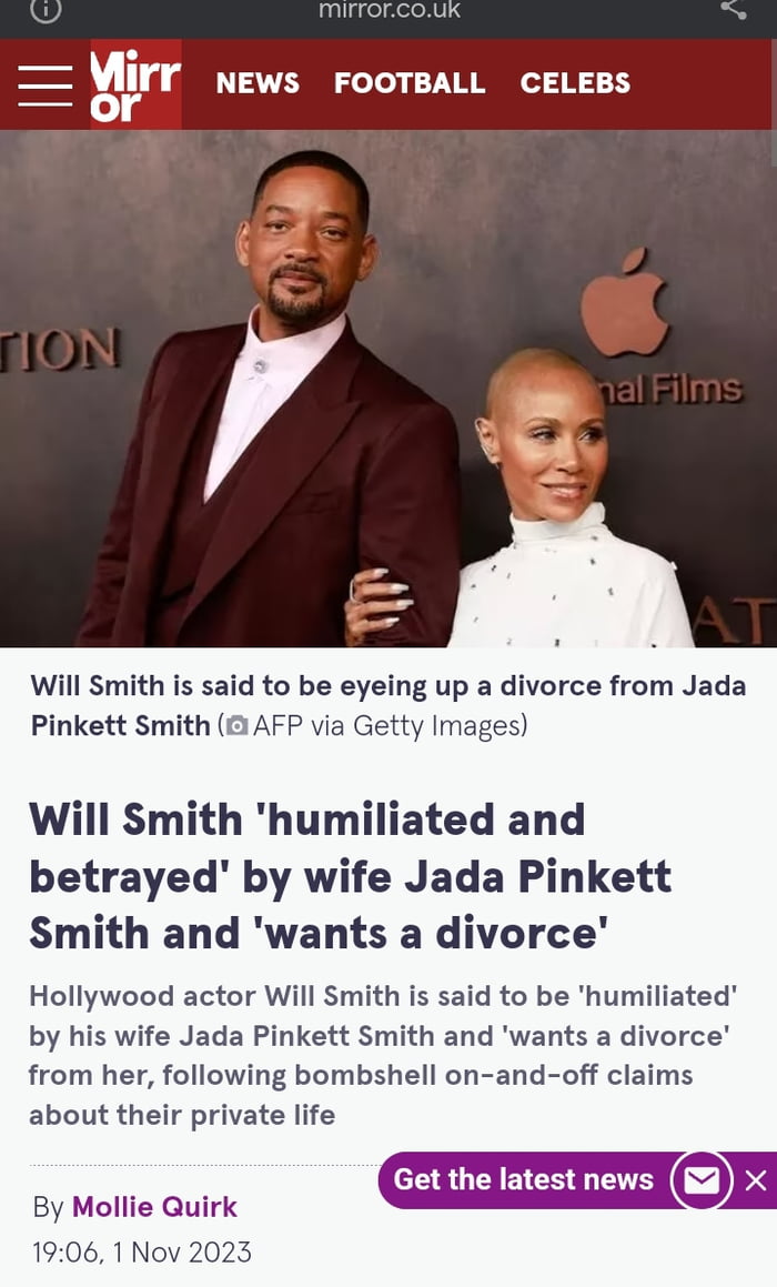 Humiliated' Will Smith wants to divorce Jada Pinkett Smith