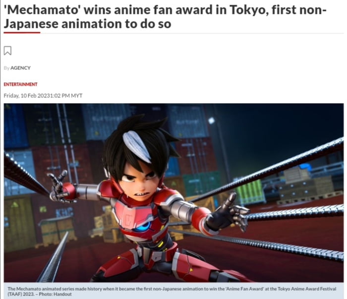 Congratulations Malaysian.. The First Non-Japanese Animation Win Anime Fan  Award. - 9GAG