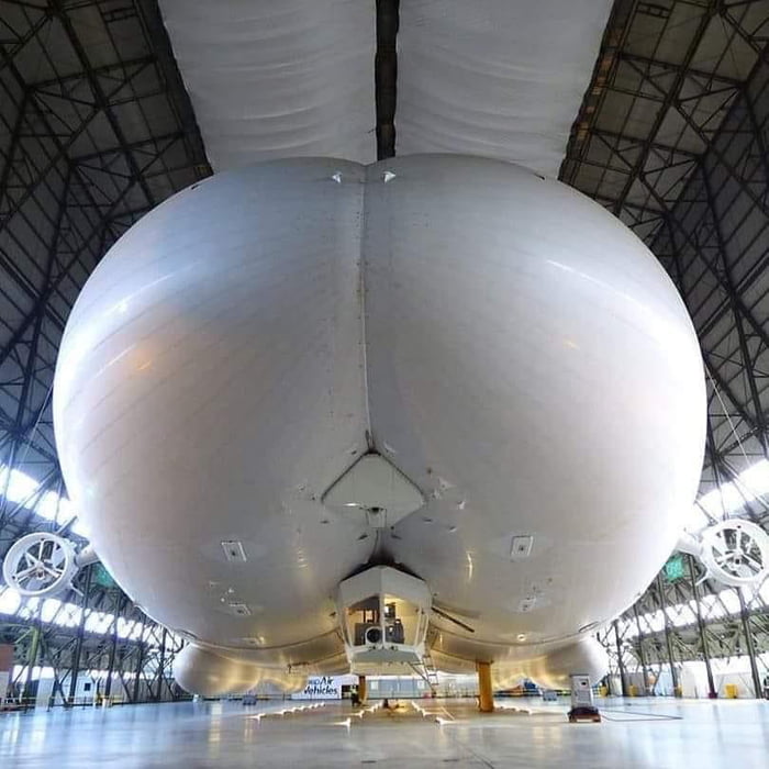 Air lander 10 , helium-pumped aircraft , in a giant aviation hangar ...