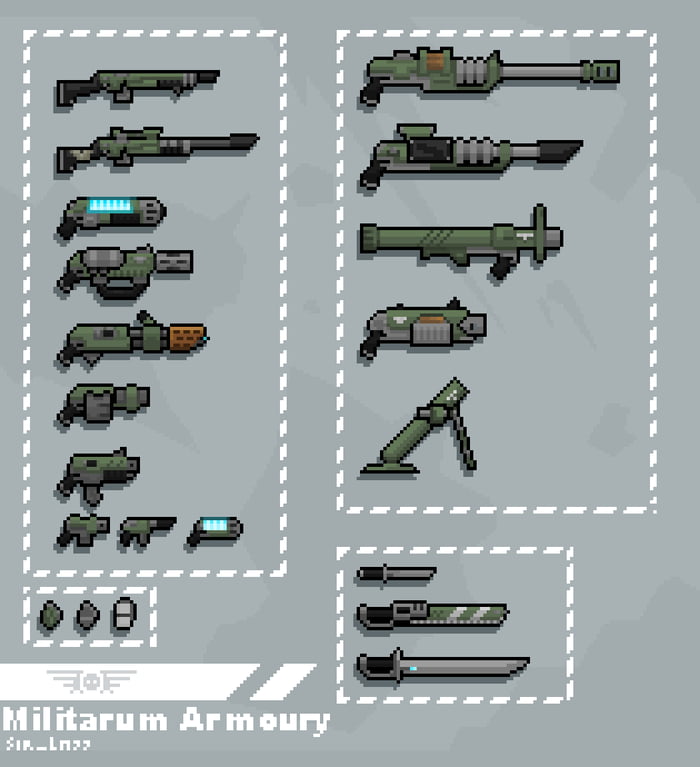 The arsenal of the Astra Militarum, in glorious pixel art! - 9GAG