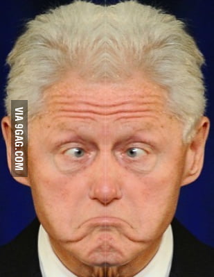 Bill Clinton's face cut in half, copied, and flipped - 9GAG