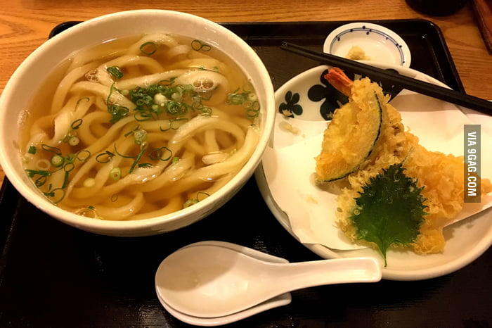 Fresh, house-made noodles with shrimp, squash, sweet potato, and shiso ...