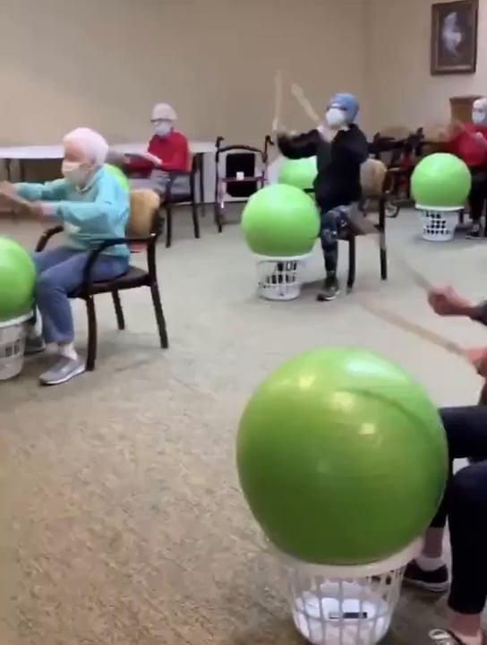 This Nursing Home Has Drum Exercise Classes For Their Residents And