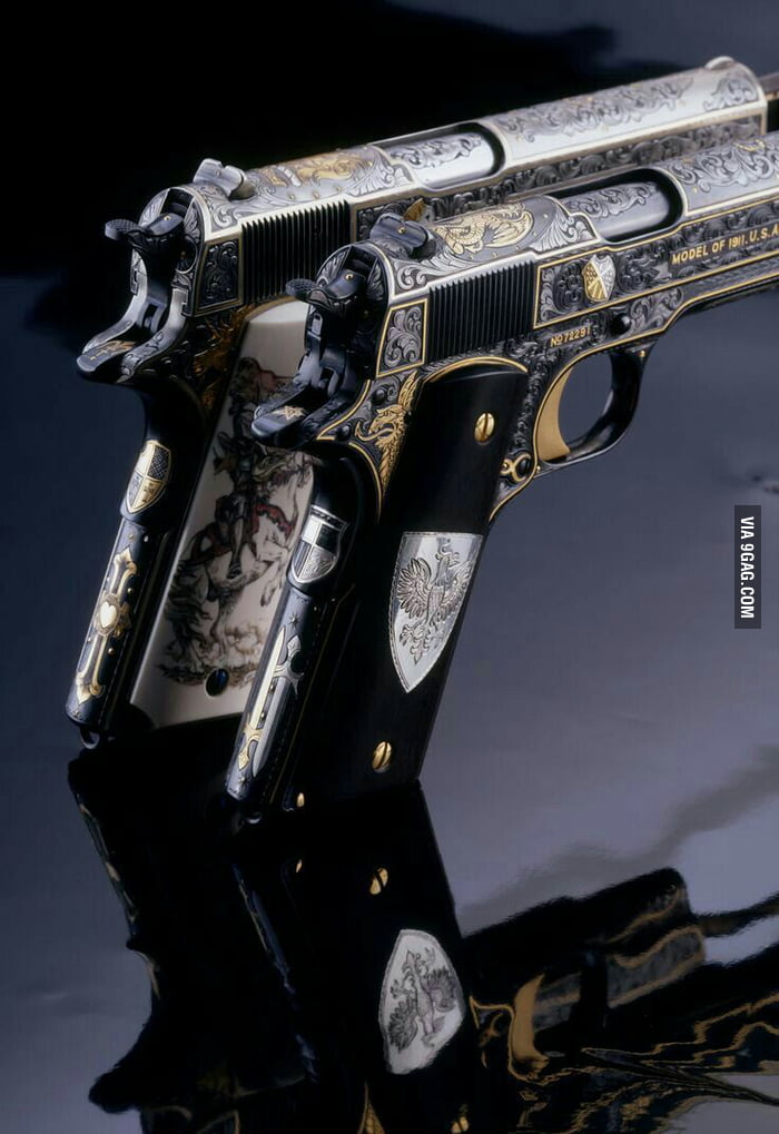 A pair of custom engraved colt pistols. - 9GAG