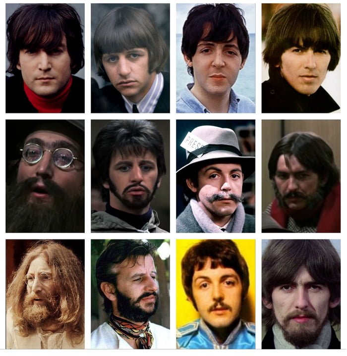 The Beatles, 1965 vs their disguises in Help! vs themselves a few years ...