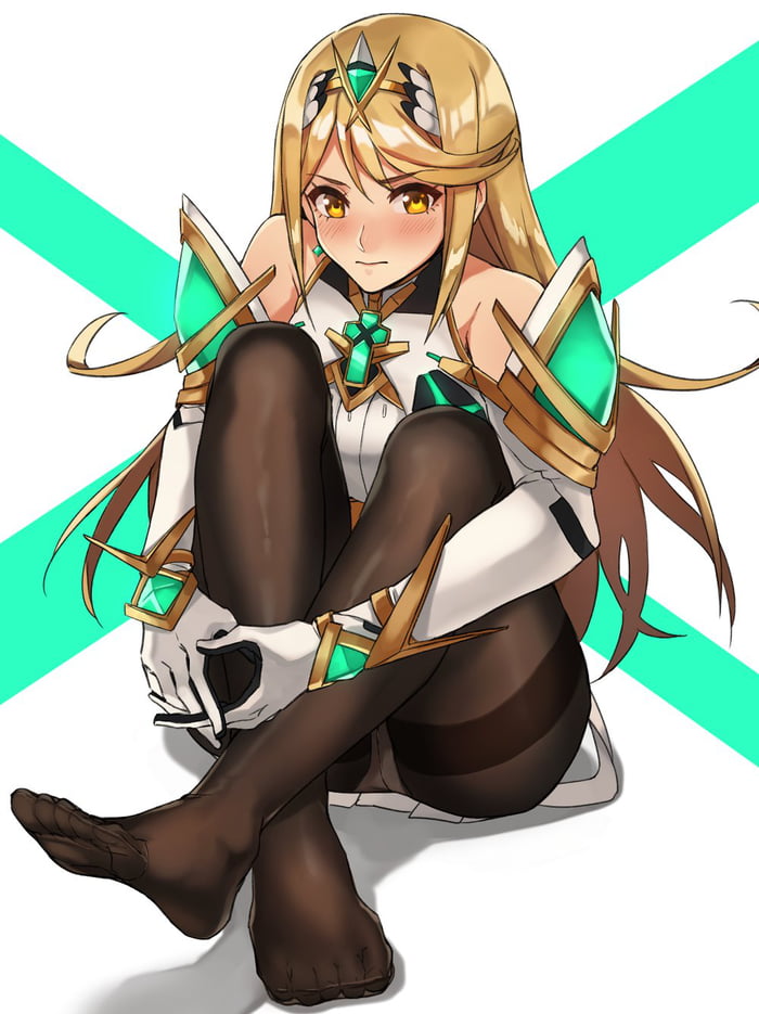 Mythra/Hikari blushing in her new Smash Brothers outfit from artist Kamu  Kamuuei. - 9GAG