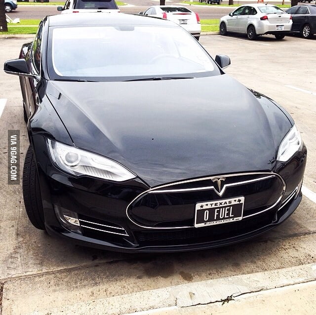 Guy who posted the Tesla's license plate, I also saw one;) - 9GAG