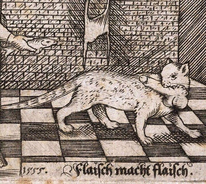 a-medieval-painting-of-a-cat-fleisch-macht-fleisch-meat-makes