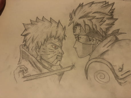 Kakashi Vs Obito Drawing In Progress 9gag