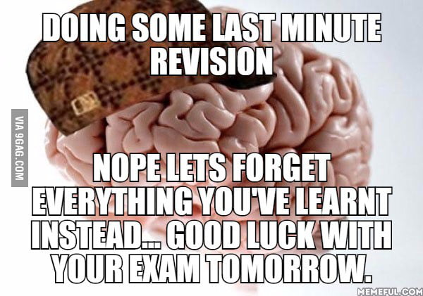 Doing some last minute revision. nope lets forget everything you've ...