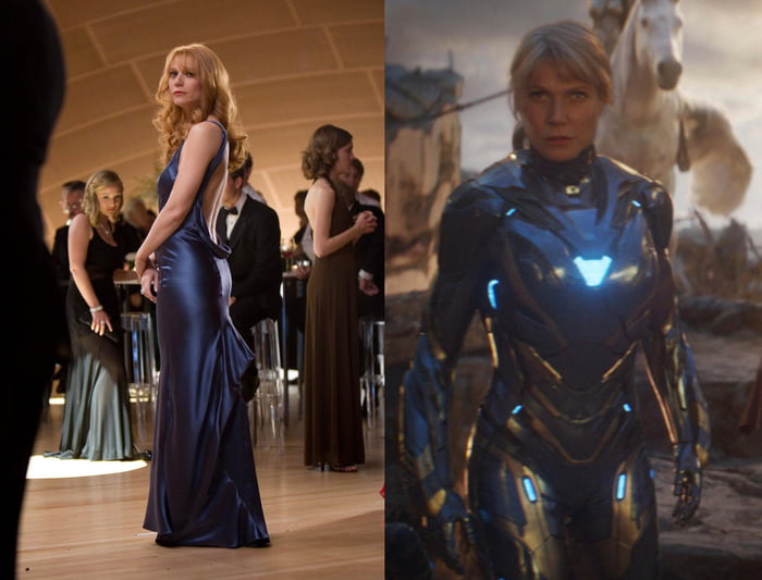 The suit that Tony builds for Pepper in Endgame is the same color that her ...