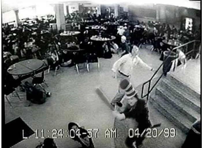 A Chilling Still Image Is What Security Cameras Caught At Columbine Highschool At 1157 Am