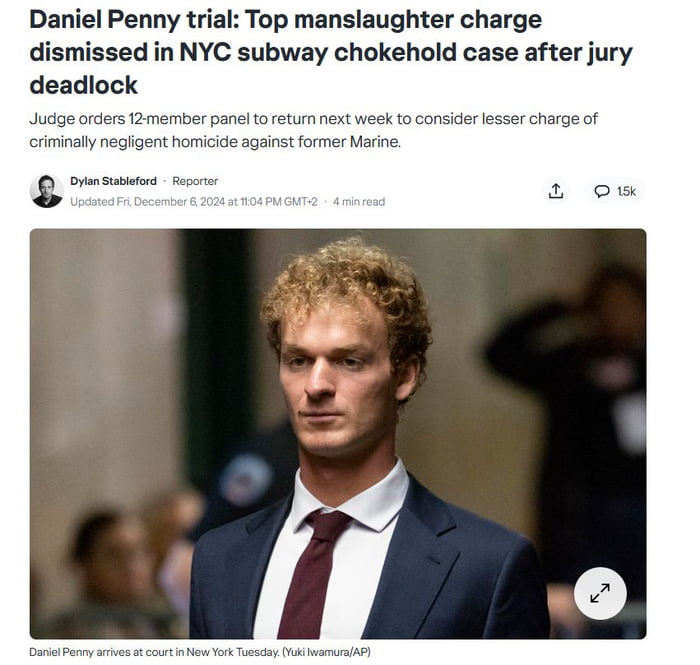 Manslaughter charges against heroic Daniel Penny dismissed after a hung ...