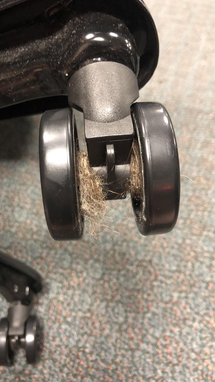 Friendly reminder to check the wheels of your computer chair for hair ...