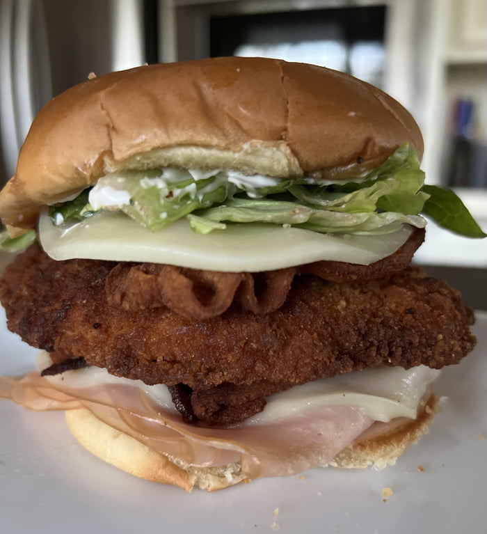 Double chicken sandwich - fried patty and deli sliced chicken, two ...