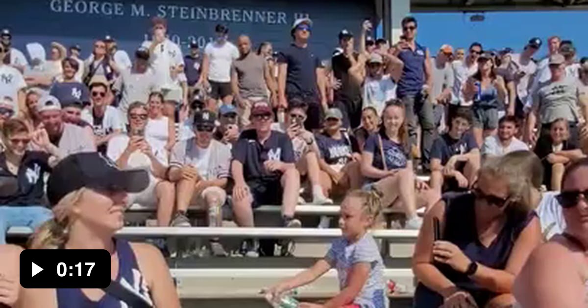 Yankees fans cheer a little girl landing a bottle flip 9GAG
