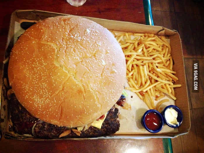 12-inch Burger. (Regular-sized Fries For Scale.) - 9GAG