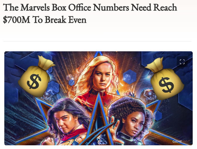 The Marvels Box Office Numbers Need Reach $700M To Break Even