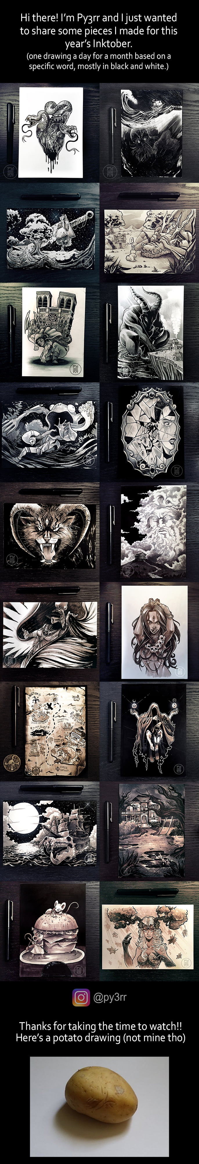 Some doodles I made for Inktober this year. I hope you'll like them ...