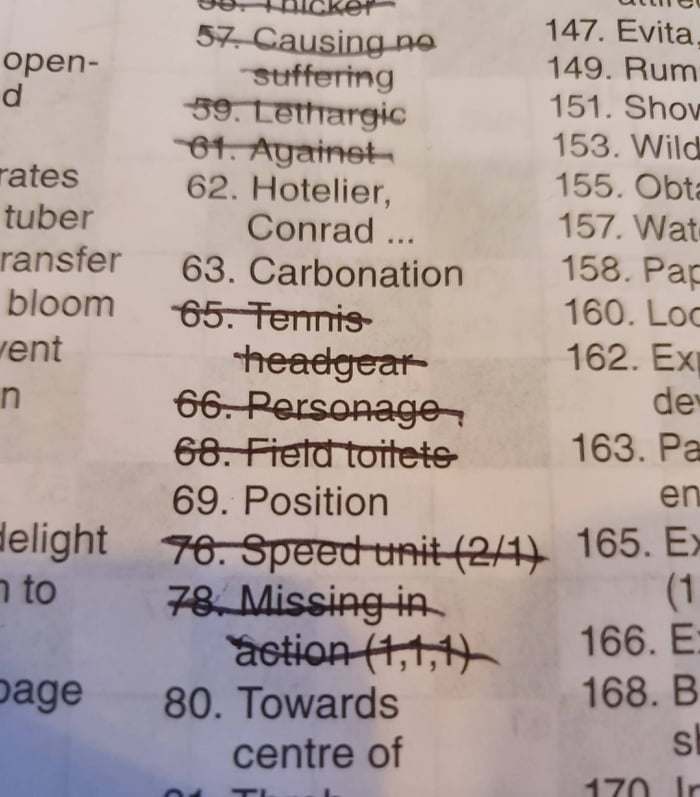 Doing a crossword and the clue for 69 down is quot position quot 9GAG