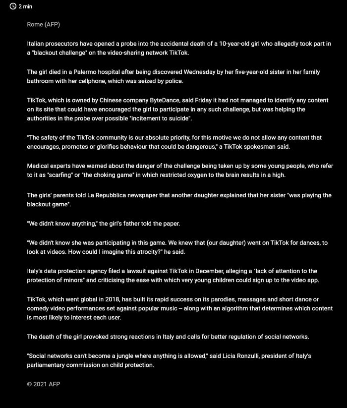 10 year old girl died after she took part in a "blackout challenge" on ...