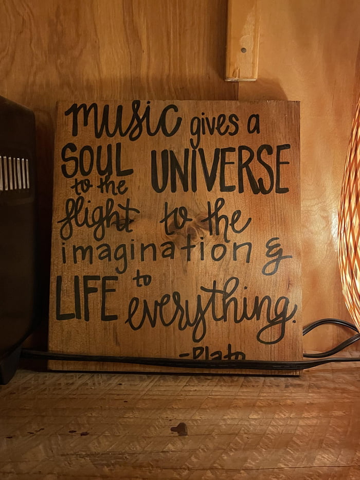 CS968 Music Gives a Soul l' universo. Ali alla mente. Volo a la fantasia e vita a tutto. Novità divertente Coffee Tea drink Gift lucido sottobicchiere in legno MDF