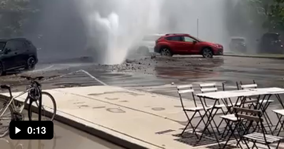 A massive water main burst in Utah, turning the street into a geyser ...