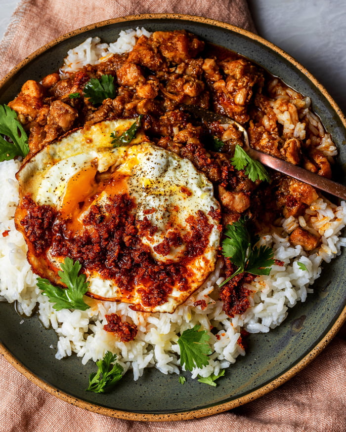 Chicken Rendang With An Egg And Crispy Sambal Gag