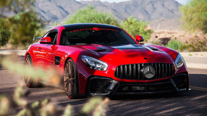 Mercedes AMG GT (523 HP) with a twin turbo 4.0 liter V8 and a seven ...