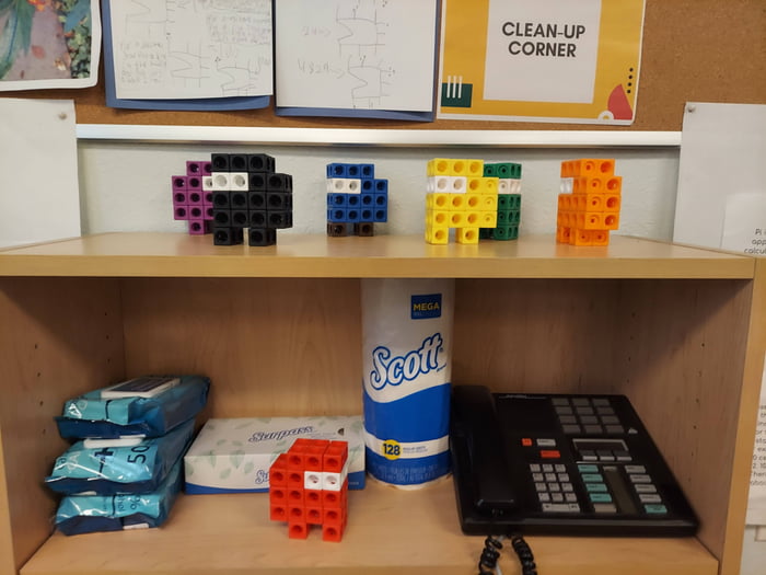 Students had fun with the linking cubes during free time. (Red is ...