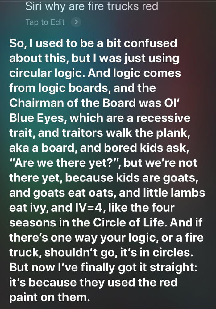 Siri why are fire trucks red 9gag