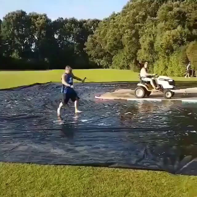 lawn mower slip and slide