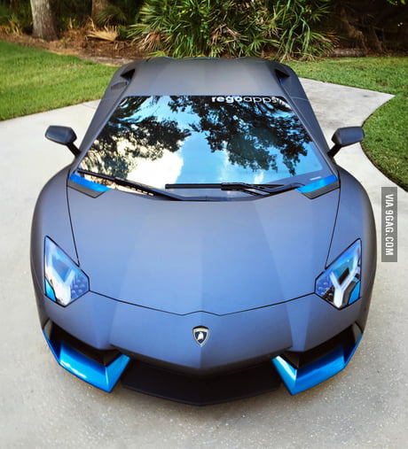 Satin Grey Lamborghini Aventador with Azure Blue and Carbon