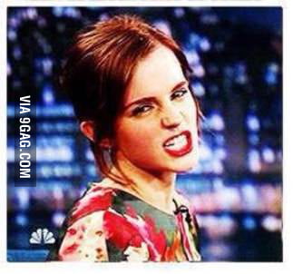 Emma Watson and her aggressive face. - 9GAG