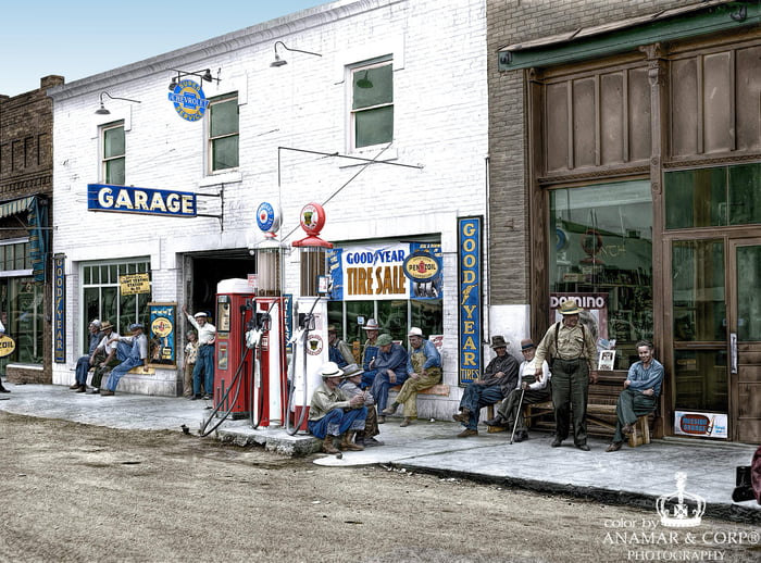 Idaho 1941, Grocery Store, Shop, Tire Sales & Repair, Garage, Gas