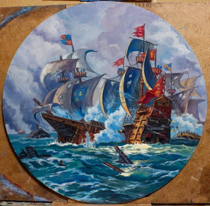 Naval Battle My Oil Painting On Hardboard 9gag
