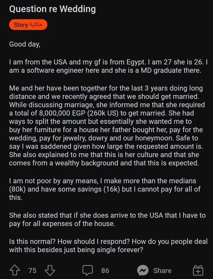 A Muslim passport bro from the USA trying to get a virgin wife from